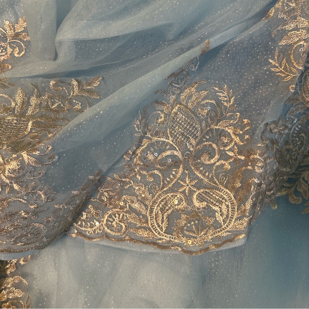 QUINCEANERA Cinderella Elegant Lace Trimmed Baby Blue Ballgown - Picture 6 of 8